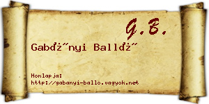 Gabányi Balló névjegykártya